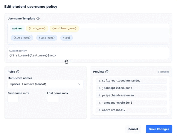 Username template blocks walkthrough